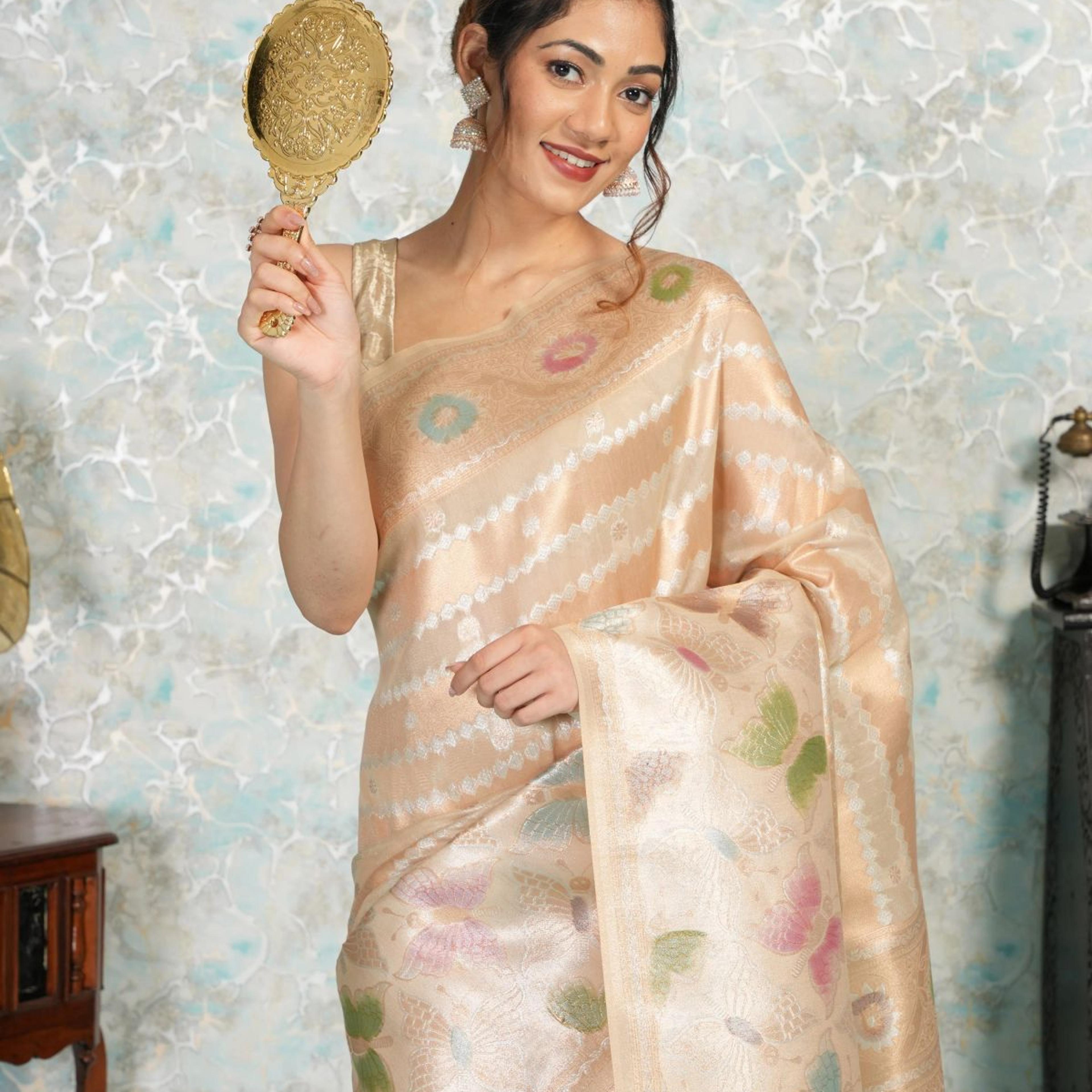 Mimosa Women's Woven Design Banarasi Style Art Silk Saree With Blouse Piece : SA00002065CKFREE