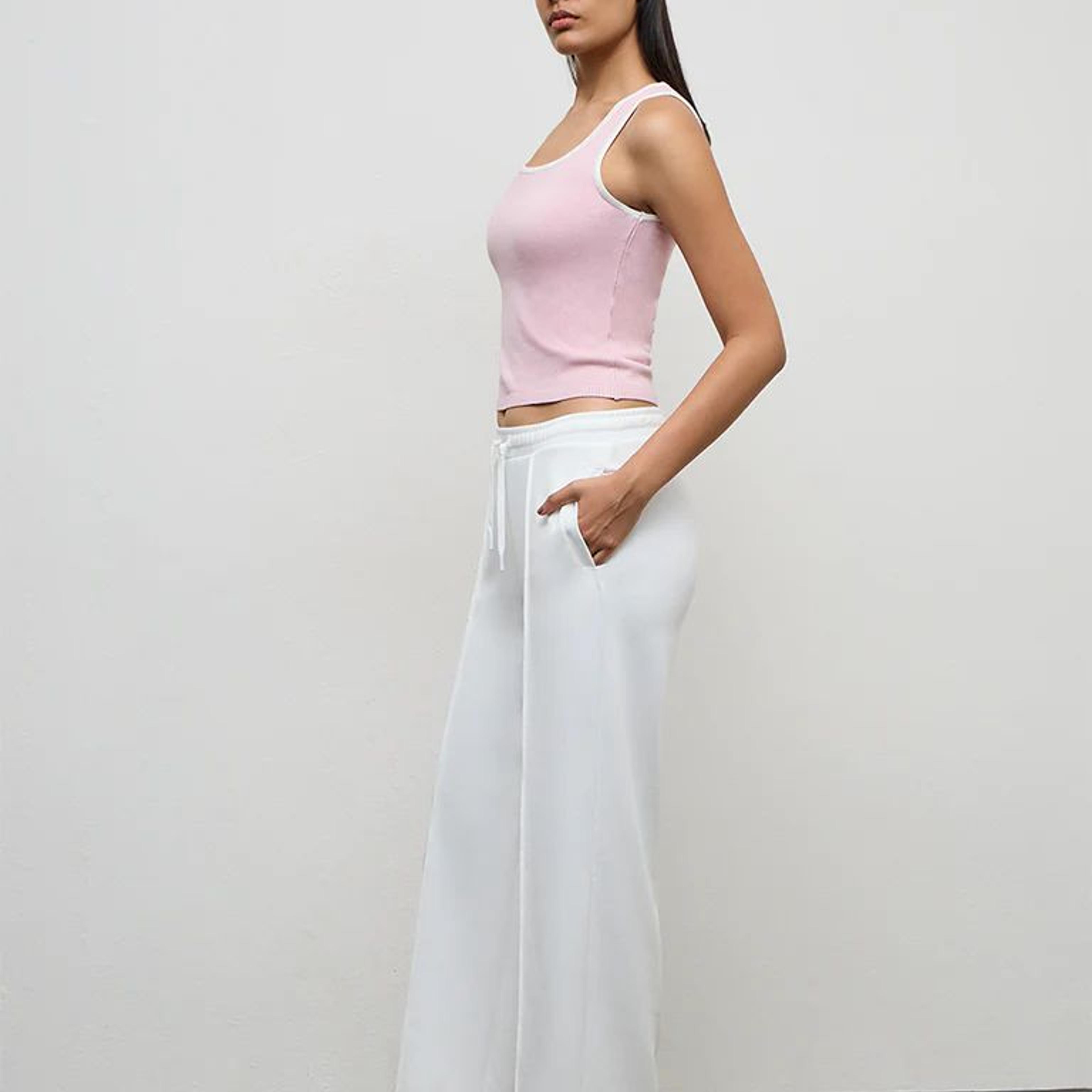 Nuoflexx White Pipeline-Detail High-Rise Track Pants