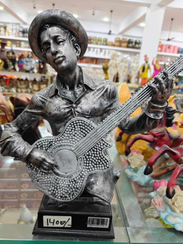 Bronze Statue of a Man Playing Guitar | Sculpture | Bronze | Brown