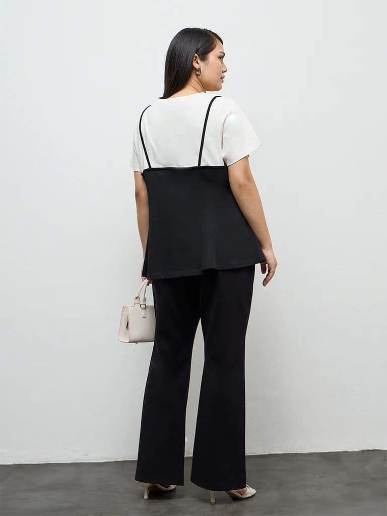 Gia Black Double-Layered Cotton T-Shirt — photo 4
