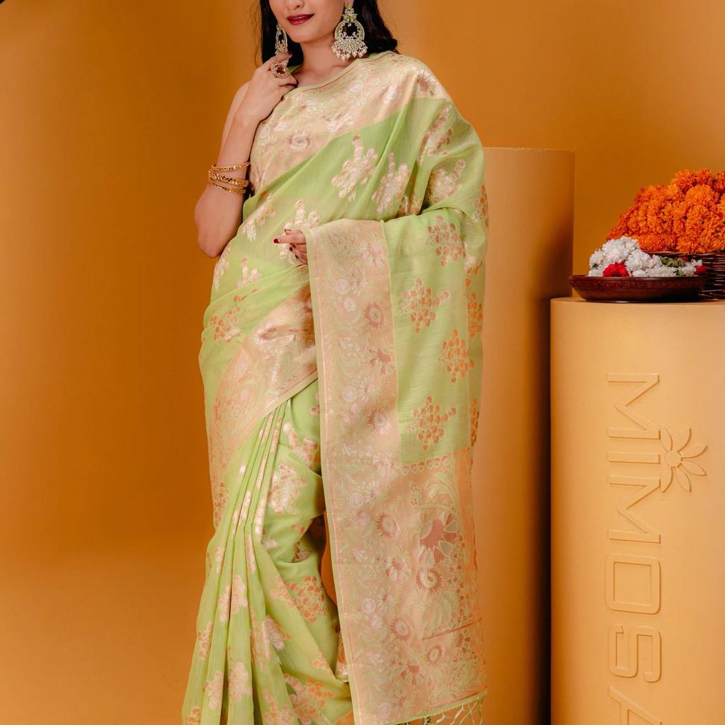 Mimosa Women's Woven Design Banarasi Style Art Silk Saree With Blouse Piece : SA00001806PSFREE