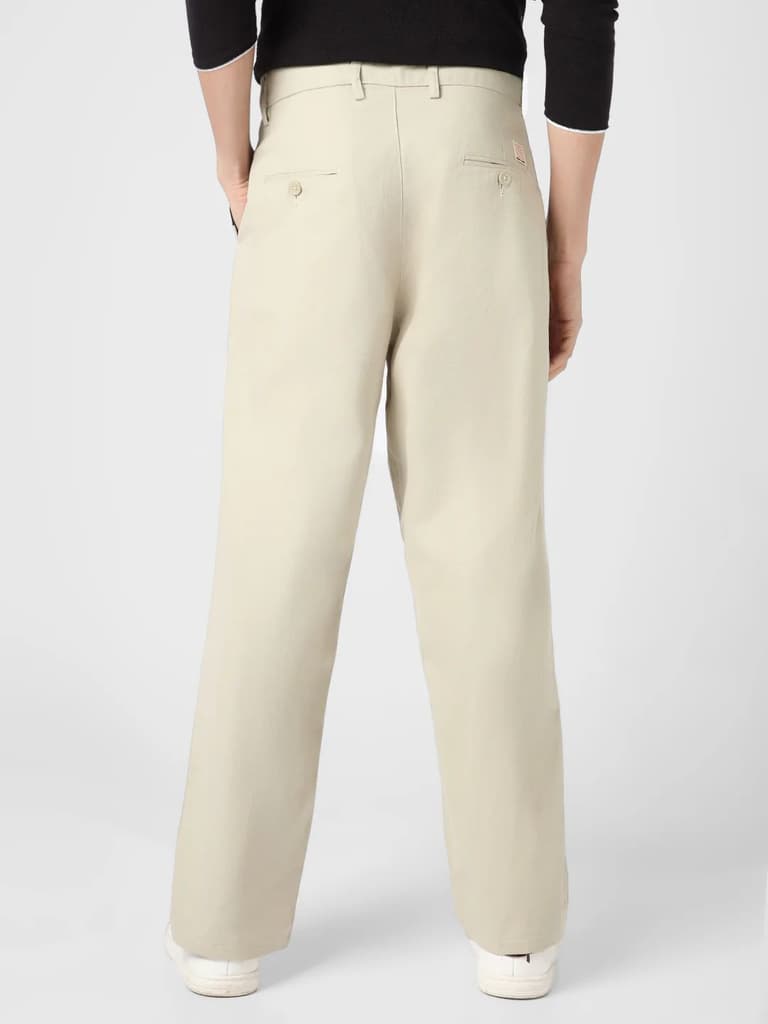 Men's Light Grey Loose Baggy Fit Solid Chino Trousers Non-Stretchable — photo 3