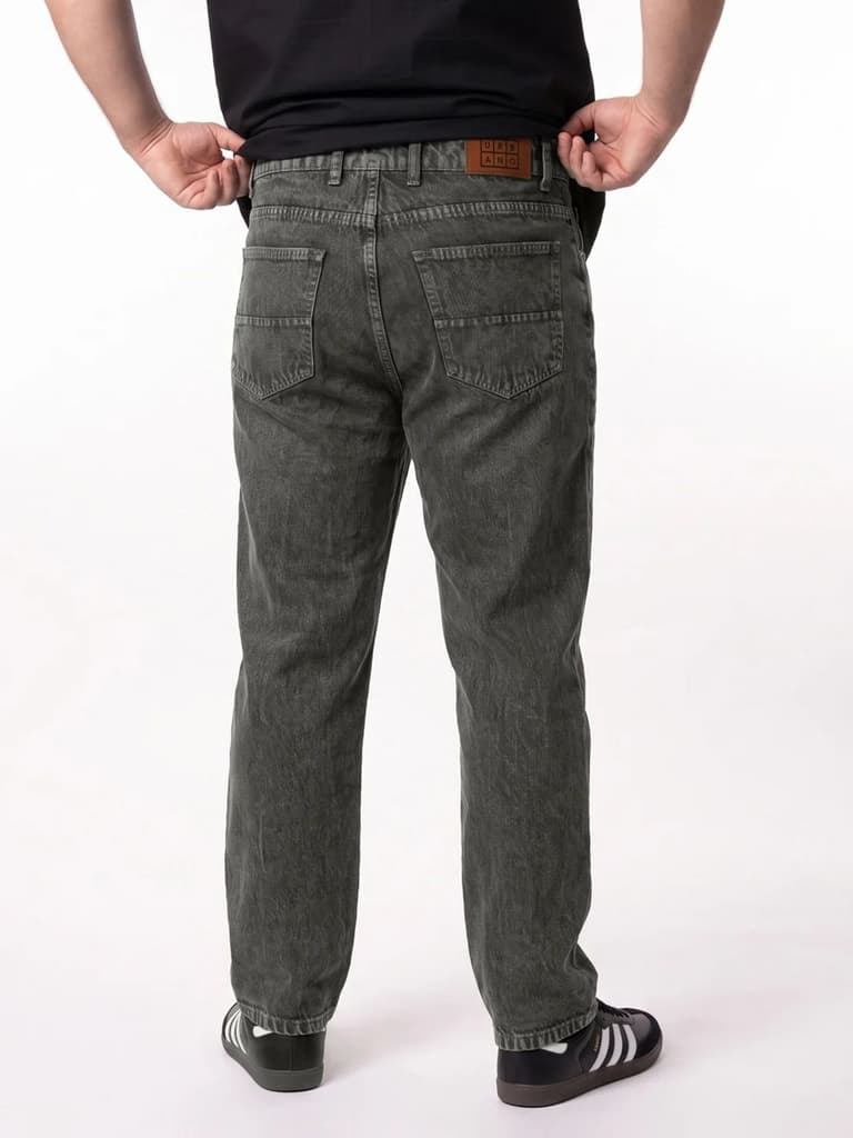 Plus Men's Light Grey Relaxed Fit Washed Denim Jeans Non-Stretchable — photo 3