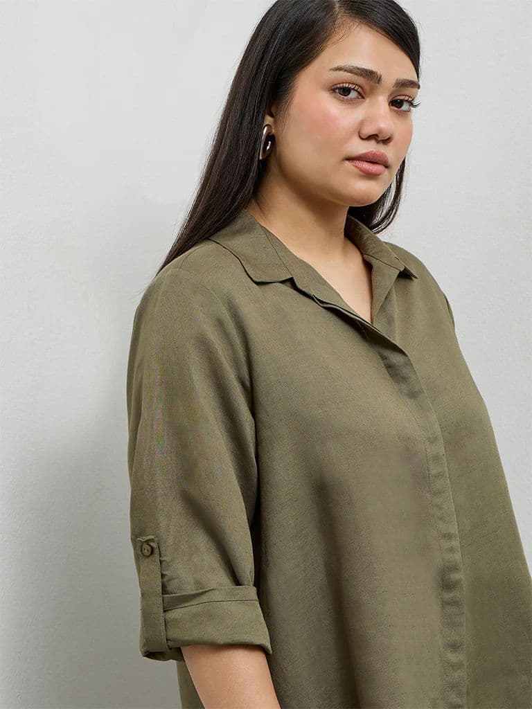 Gia Olive Solid Shirt — photo 3