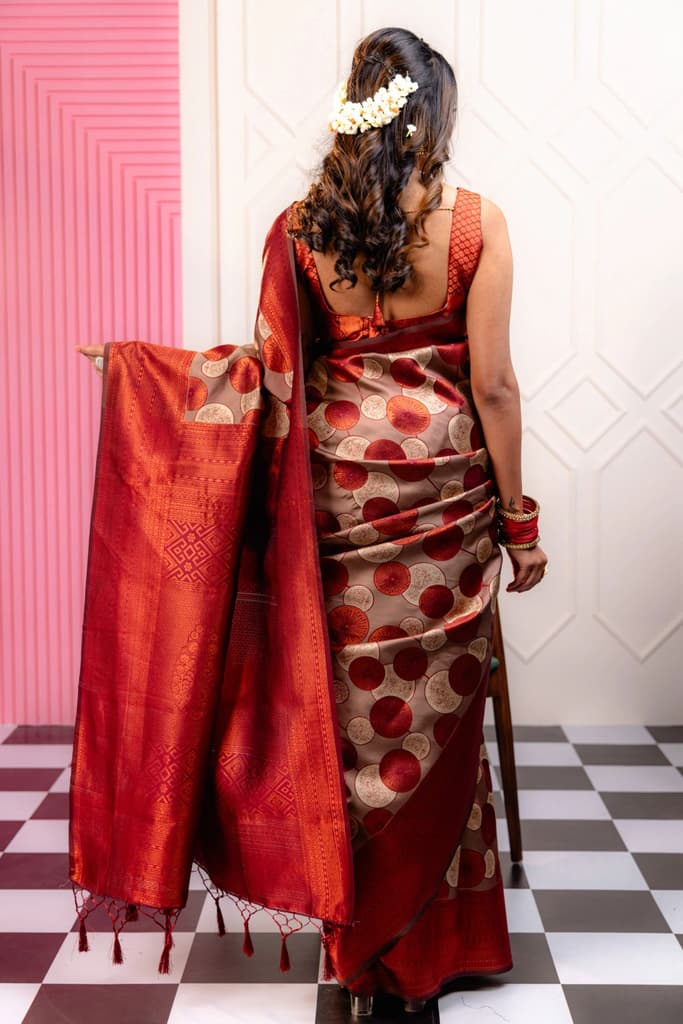 Mimosa Women's Woven Design Kanjivaram Style Art Silk Saree With Blouse Piece : SA00001789MRFREE — photo 4