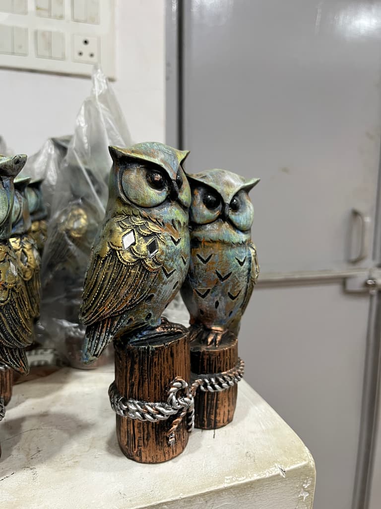 Owl Figurine | Statue | Wood | Brown