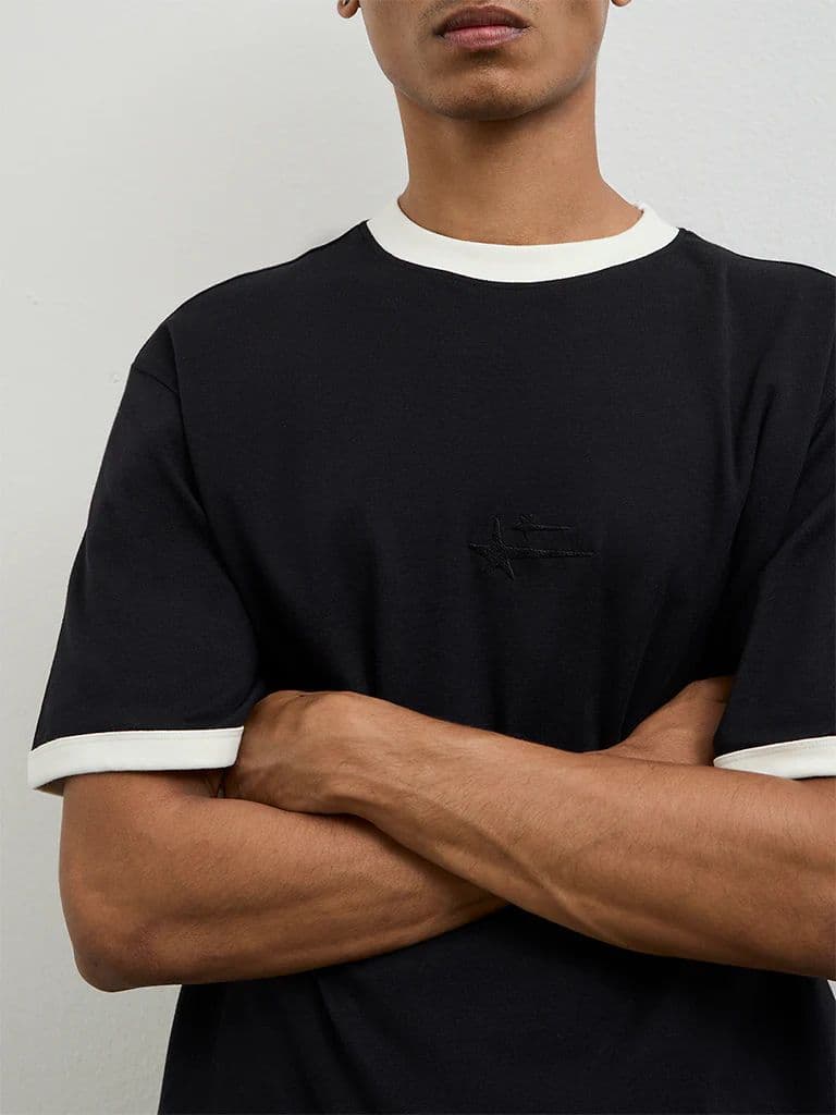 Nuon Black Relaxed-Fit Cotton-Blend T-Shirt — photo 4