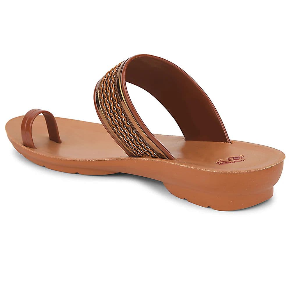 A-HA Tan Casual Toe Ring Slipper For Women LPU-14 By Liberty — photo 4