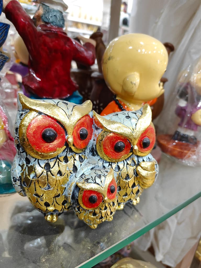 Gold Owl Figurine | Decorative | Ceramic | Gold