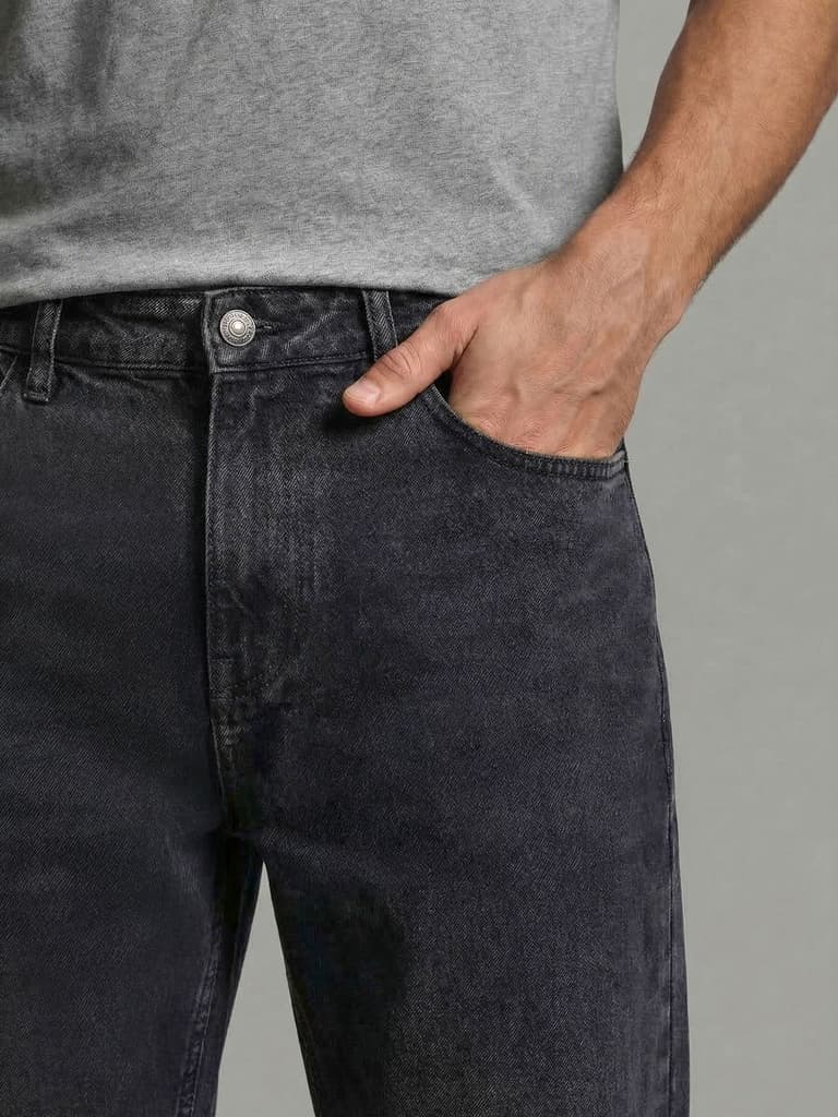 Men's Grey Relaxed Fit Washed Denim Jeans Non-Stretchable — photo 6