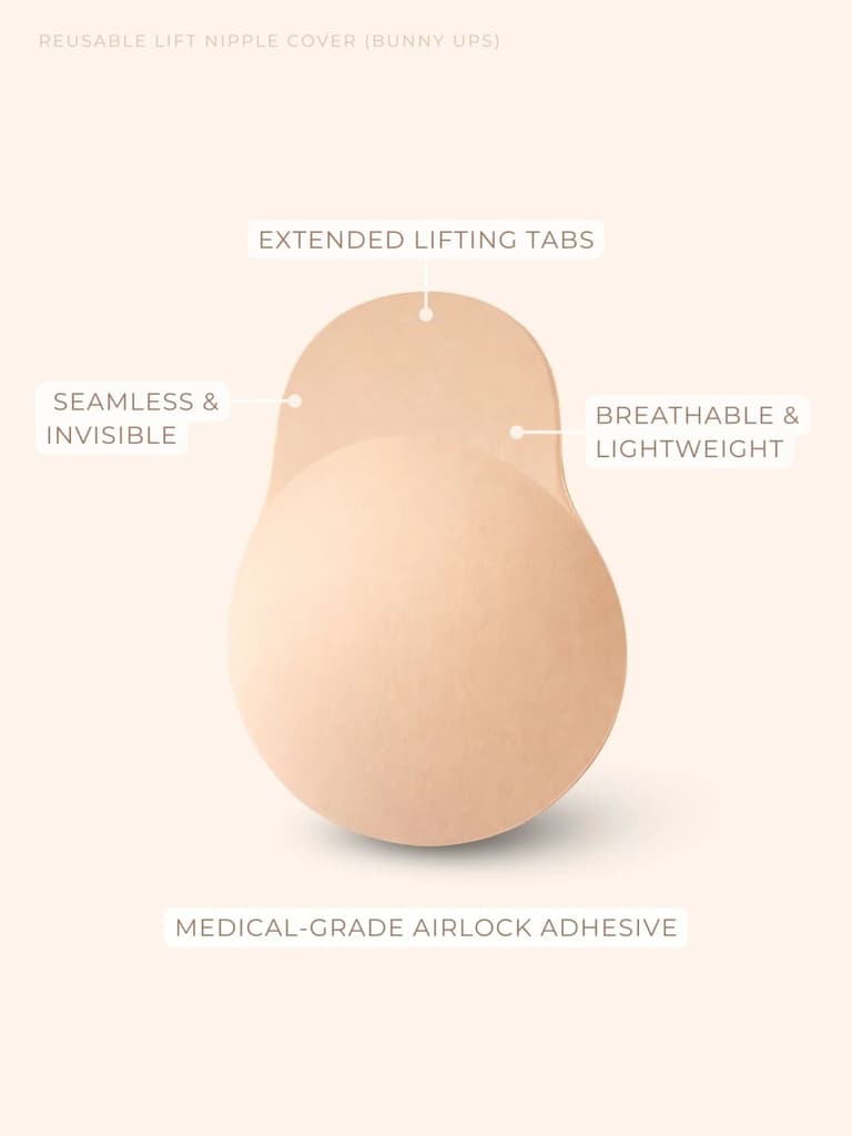 Reusable Lift Nipple Cover – AirLock Adhesive Technology, Extended Lifting Tabs, Seamless & Invisible — photo 2