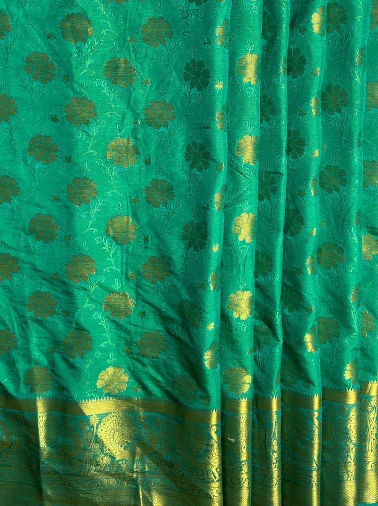 MIMOSA Women's Woven Design Kanjivaram Style Art Silk Saree with Blouse Piece - Saffire ( SA00003142SFFREE ) — photo 6