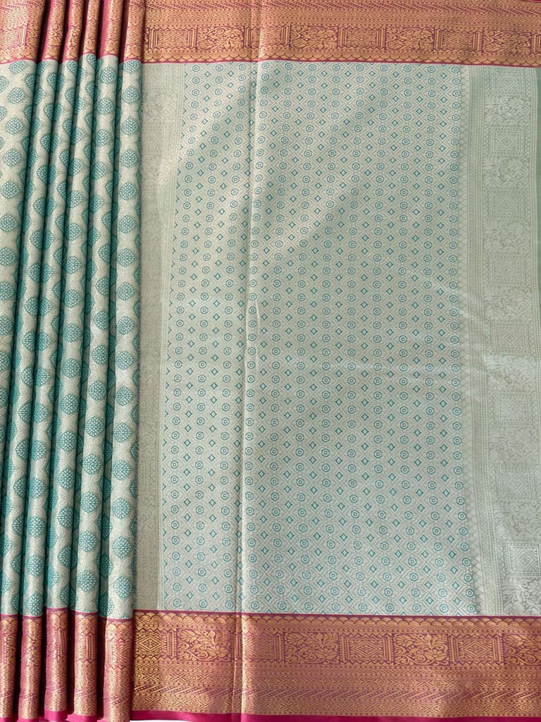 MIMOSA Women's Woven Design Kanjivaram Style Art Silk Saree with Blouse Piece - Rama (SA00002734RMFREE) — photo 7