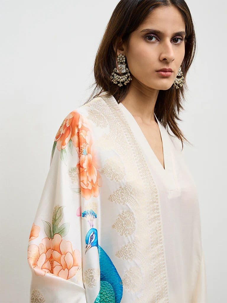 Vark Cream Anarkali Ethnic Set — photo 3