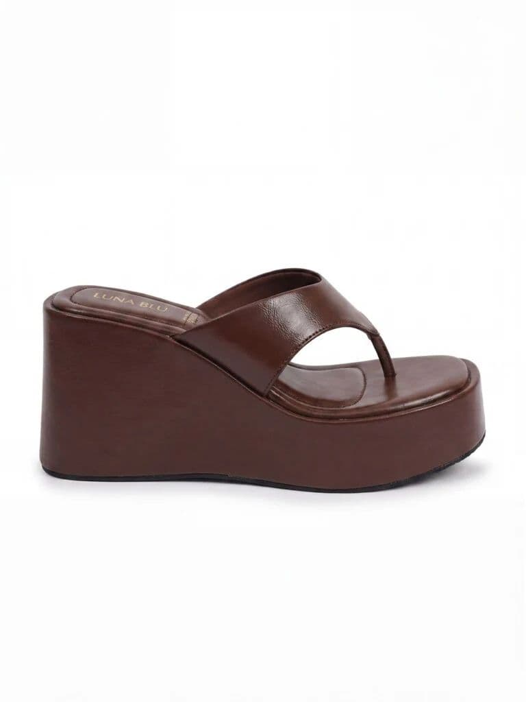 LUNA BLU Brown Thong-Strap Wedge Sandals — photo 2