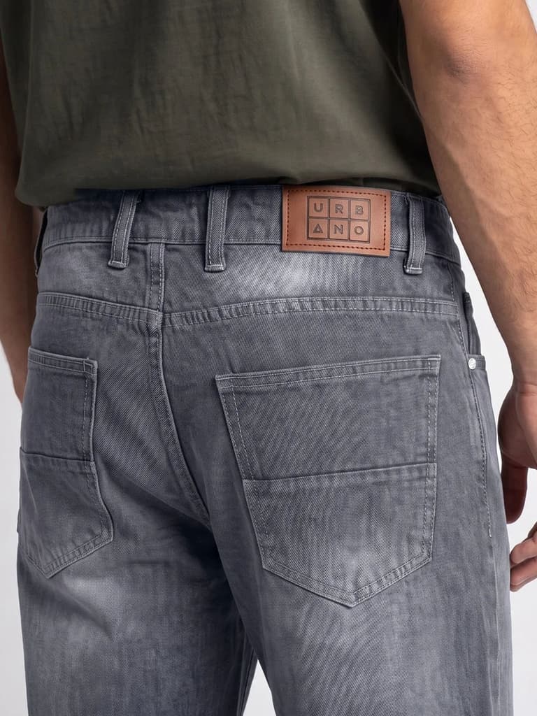Men's Grey Relaxed Fit Washed Denim Jeans Non-Stretchable — photo 6