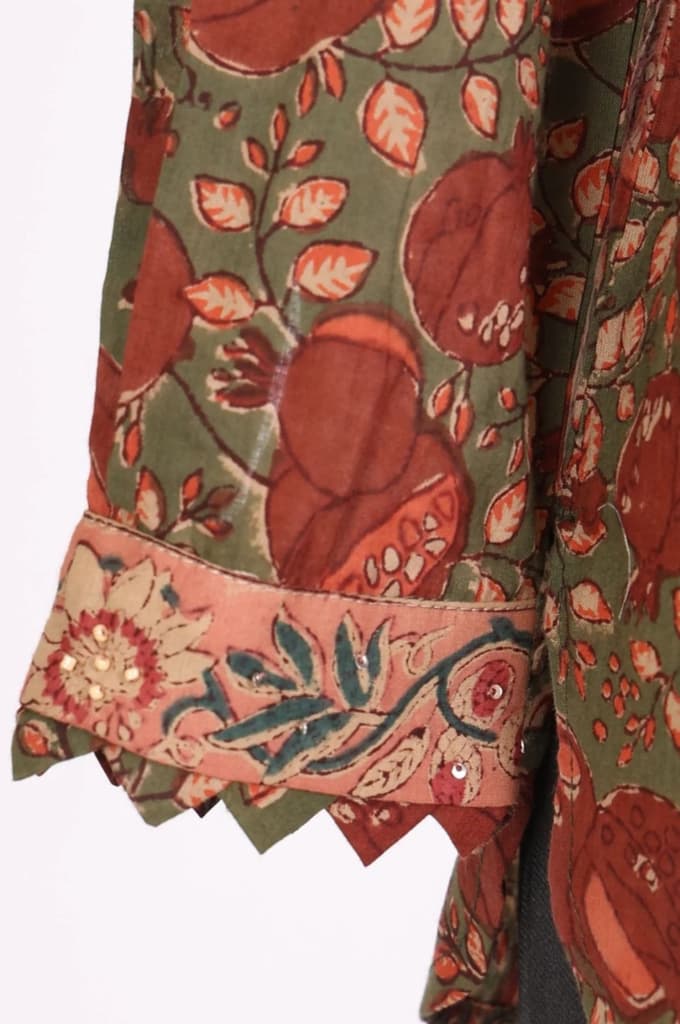 Olive Floral Printed Pure Cotton Straight Top — photo 6