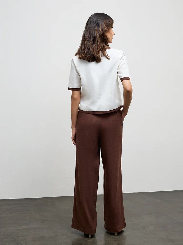 Wardrobe Brown High-Rise Cotton Trousers — photo 4