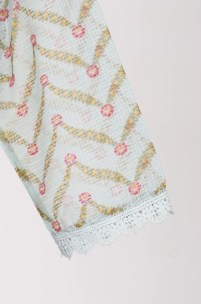 Mint Green Chevron Printed Kota Straight Kurta — photo 7