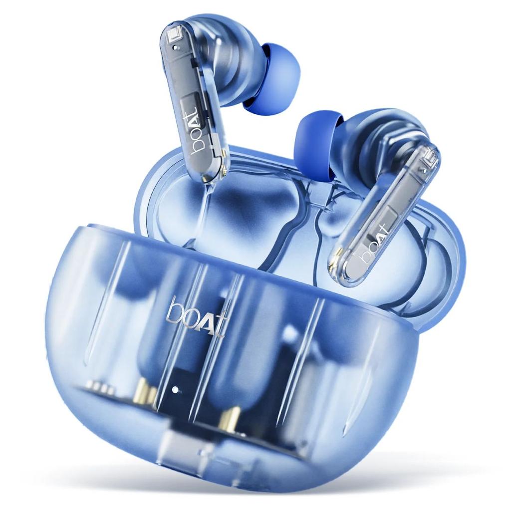 boAt Airdopes 191 ANC | Wireless Earbuds with ANC up to 32dB,Quad Mics ENx™ Tech, Bluetooth v5.3 — Pellucid Blue