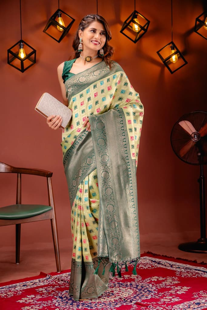 Mimosa Women's Woven Design Kanjivaram Style Art Silk Saree With Blouse Piece : SA00001655PSFREE — photo 5