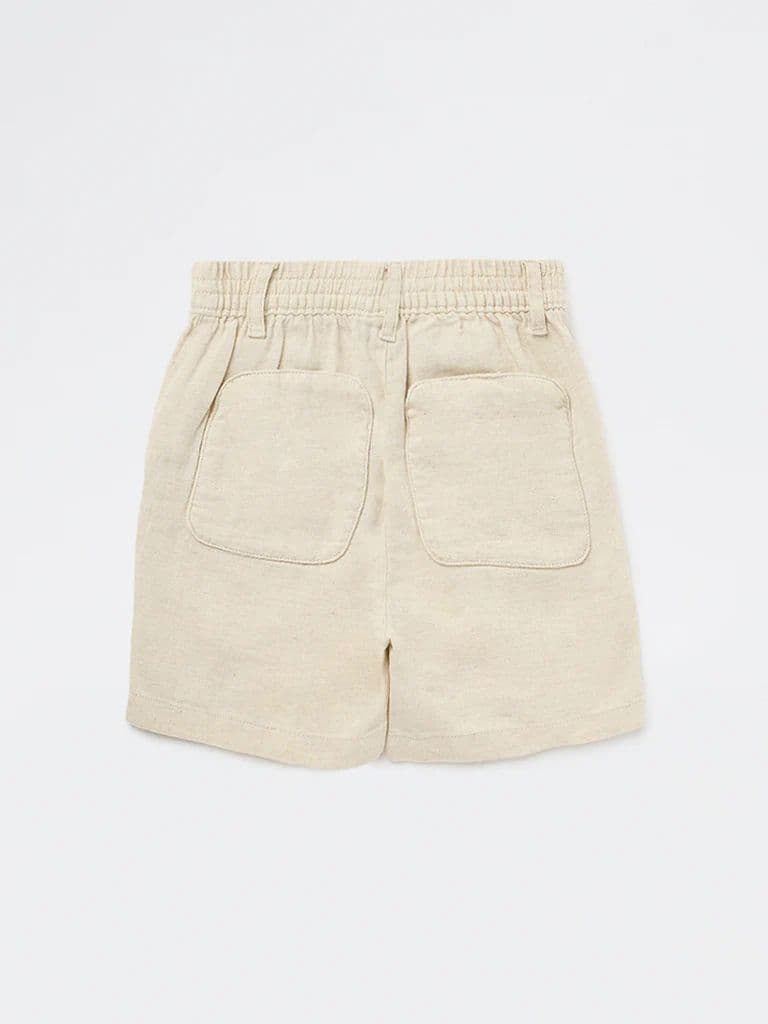 HOP Kids Boys Beige Mid-Rise Cotton-Blend Shorts — photo 4