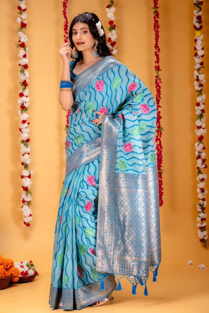 Mimosa Women's Woven Design Kanjivaram Style Art Silk Saree With Blouse Piece : SA00001600SFFREE — photo 4