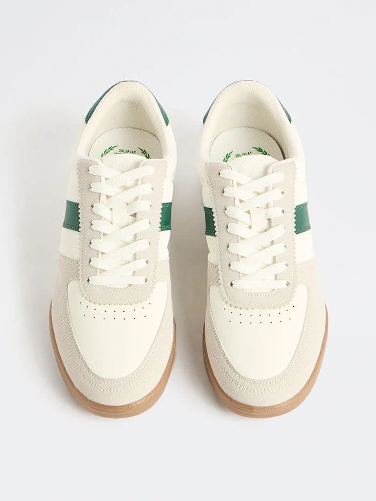 SOLEPLAY White and Grey Stripe-Detailed Lace-Up Sneakers — photo 3