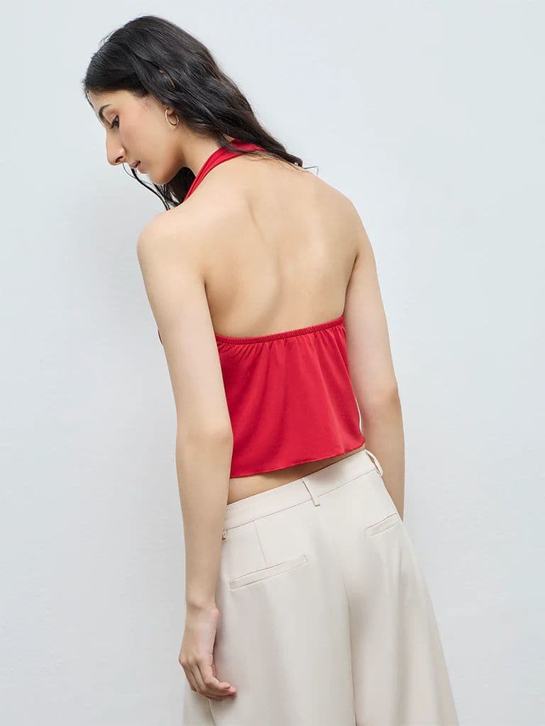 Nuon Red Floral Applique Top — photo 4