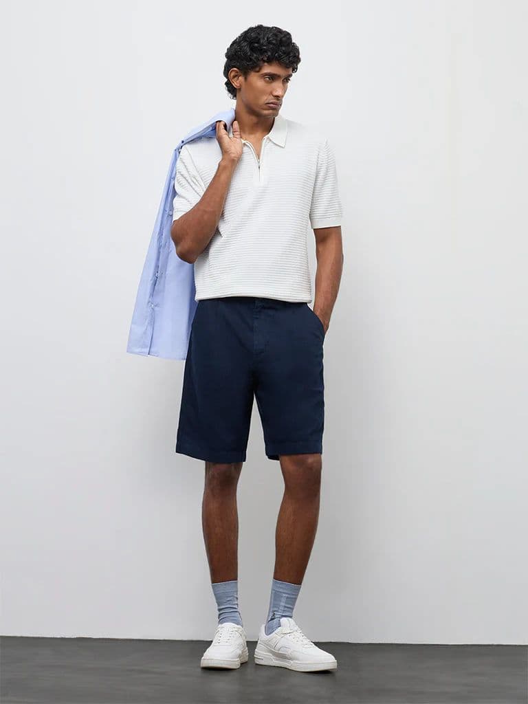 Ascot Off-White Relaxed-Fit Cotton Quarter-Zip T-Shirt — photo 2