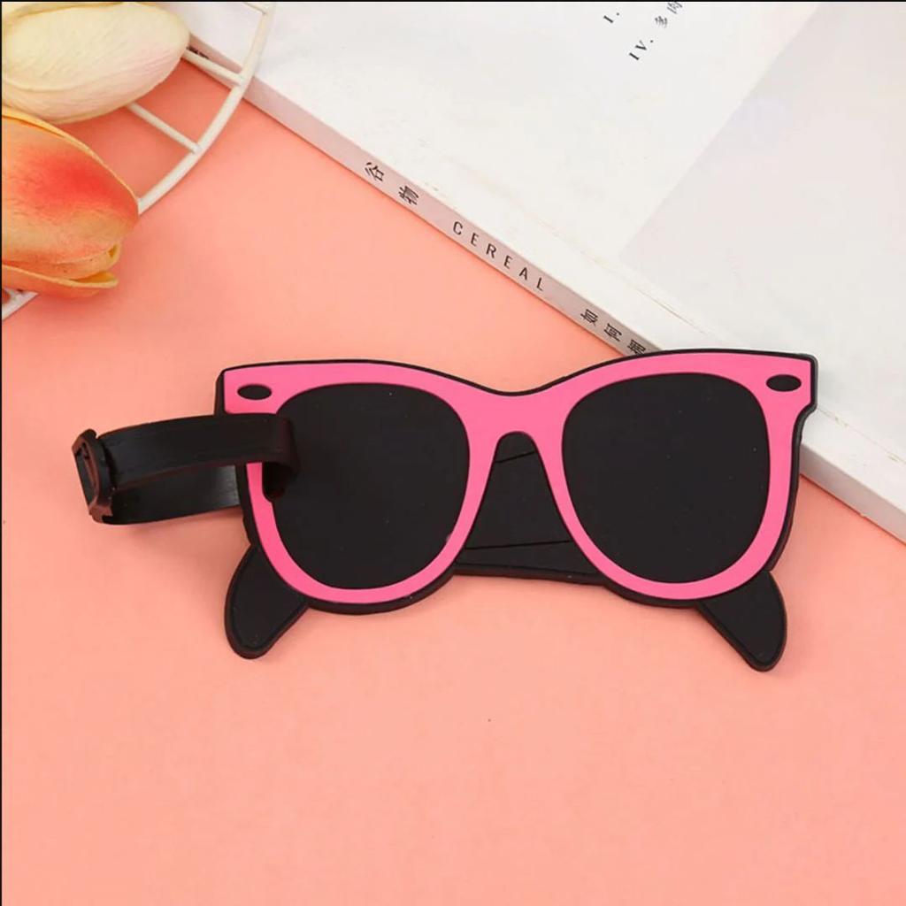 Holiday-Themed Luggage Tags – Fun Silicone Travel Bag Tags — Pink Sunglasses