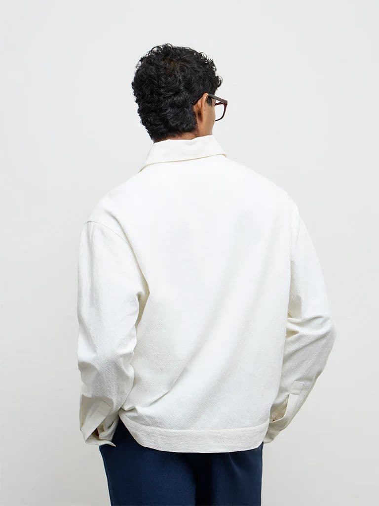 ETA Off-White Floral-Embroidered Relaxed-Fit Cotton Shirt — photo 4