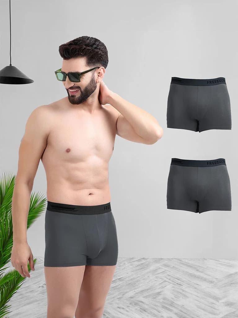 All Same Colors Men's Anti-Bacterial Micro Modal Trunk (Pack of 3) — Pot Black / S / Men