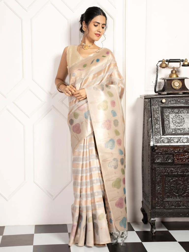 Mimosa Women's Woven Design Banarasi Style Art Silk Saree With Blouse Piece : SA00002064GYFREE — photo 5