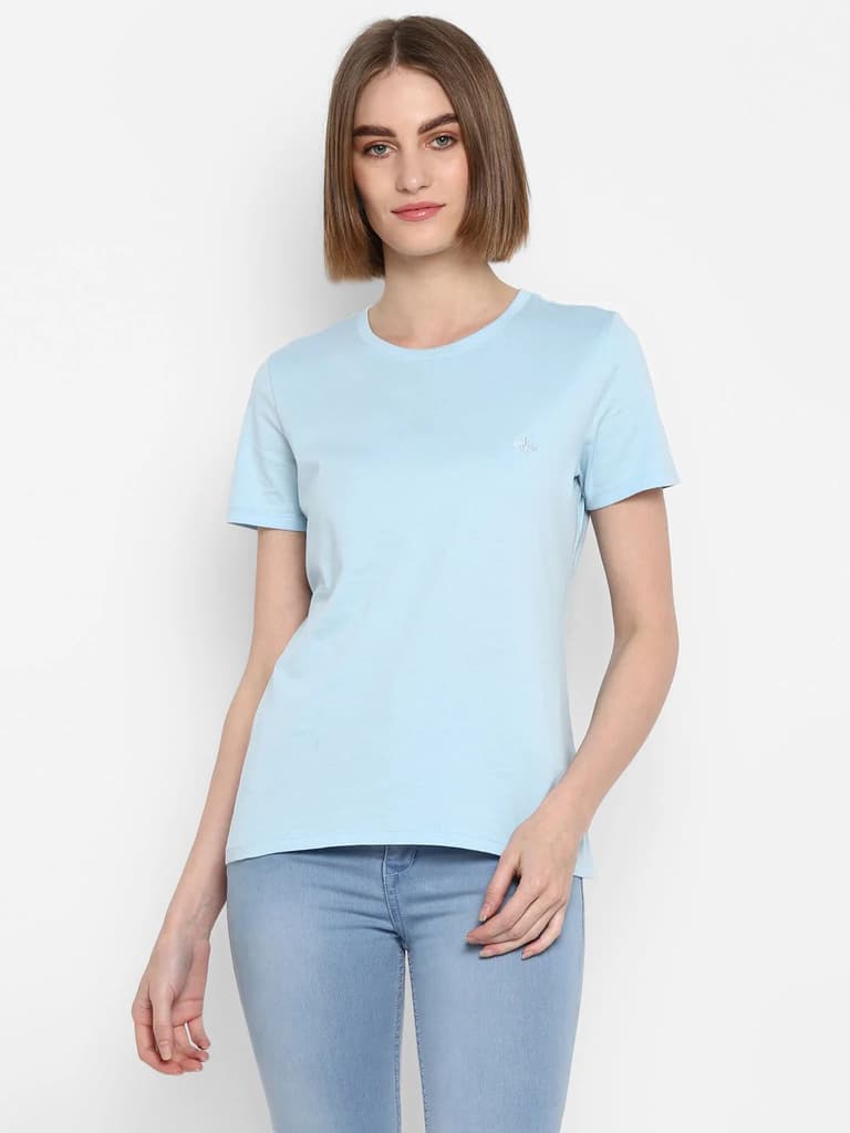 T-Shirt for Women in Pastel Blue | Cotton Round Neck T Shirt — XS / Pastel Blue