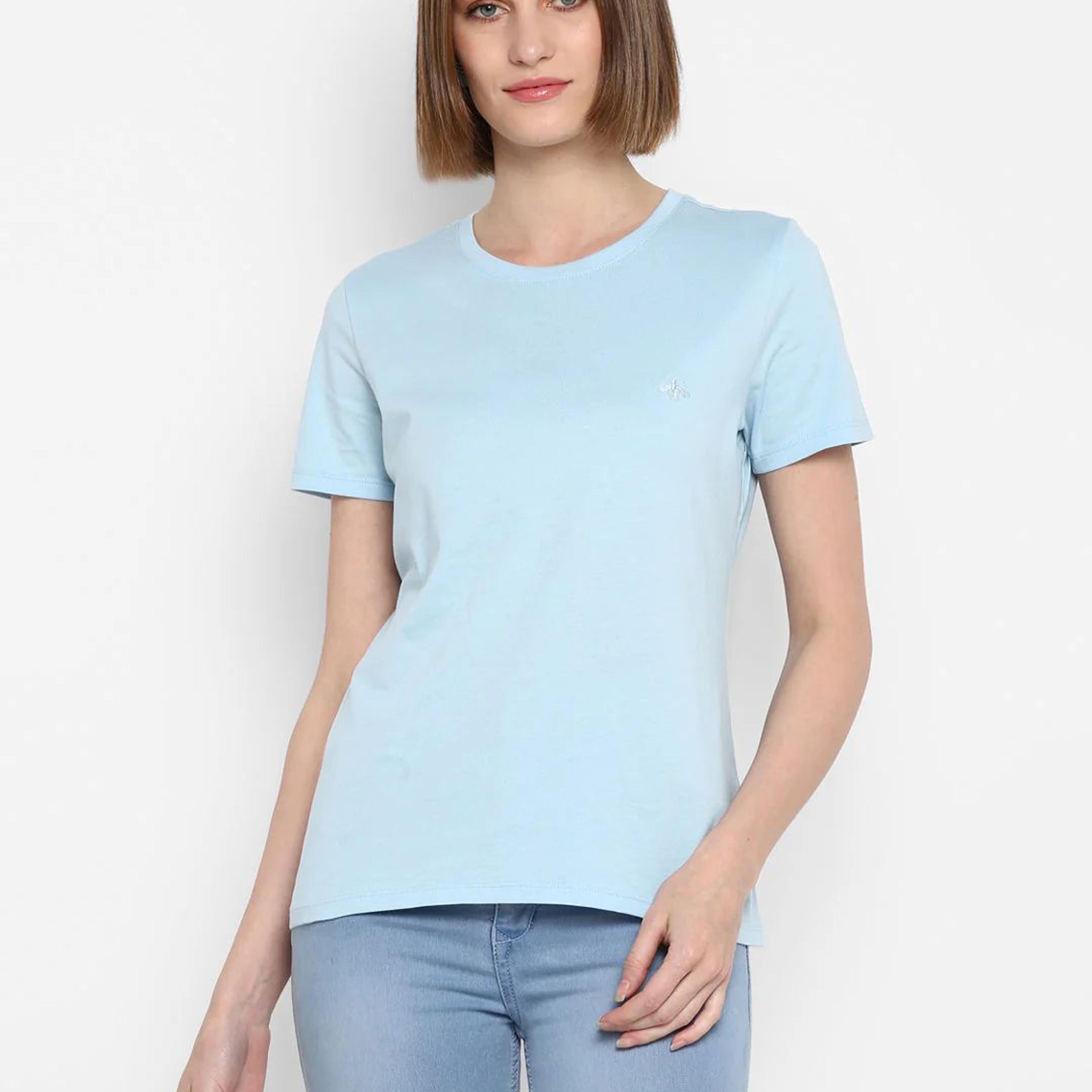 T-Shirt for Women in Pastel Blue | Cotton Round Neck T Shirt