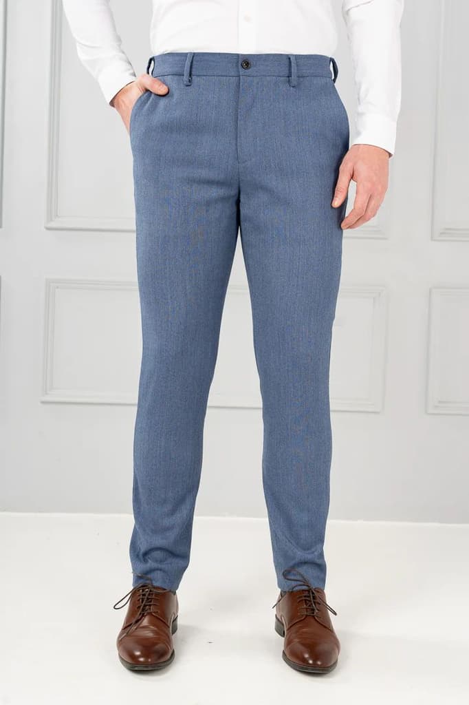 Marina Blue Merino Wool Twill Pant