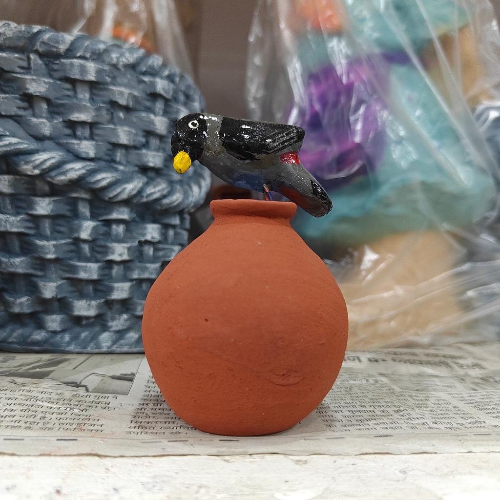 Ceramic Vase | Brown | Decorative | Bird Design