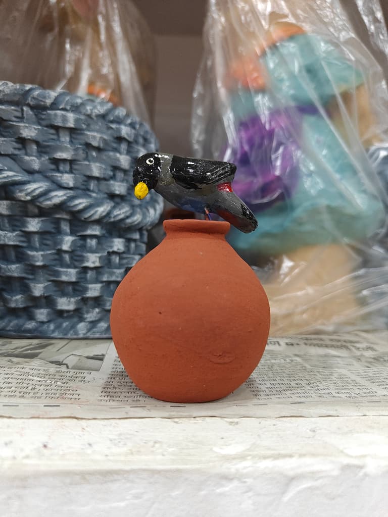 Ceramic Vase | Brown | Decorative | Bird Design