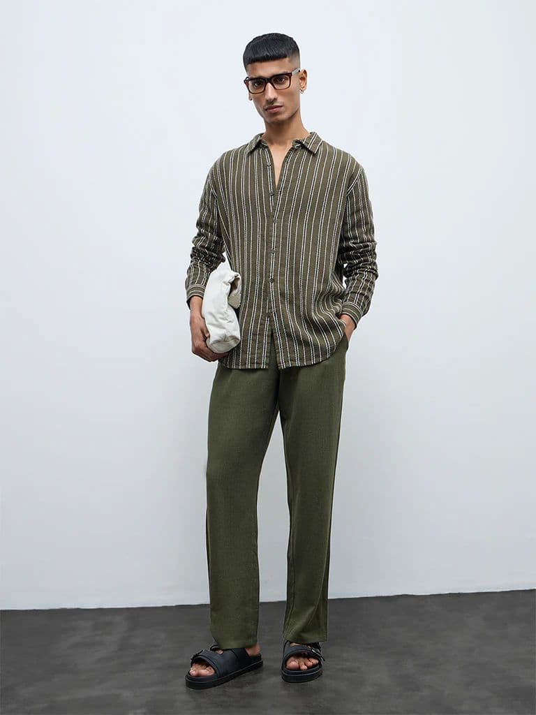 ETA Olive Relaxed-Fit Mid-Rise Chinos