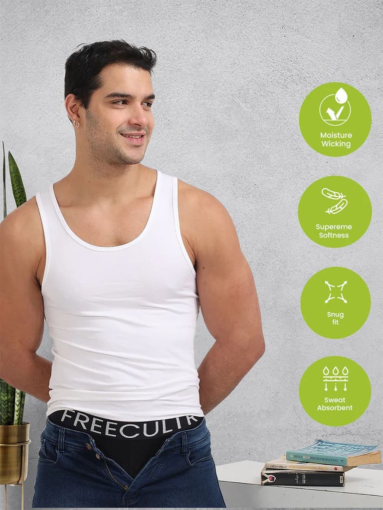 Regular Fit Organic Cotton Comfort Vest for Men-Pack of 3 — photo 8