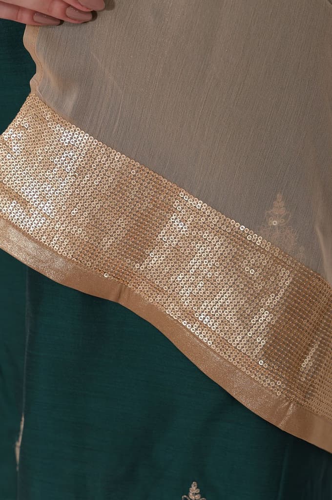 Gold Solid Sequined Chiffon Dupatta — photo 3