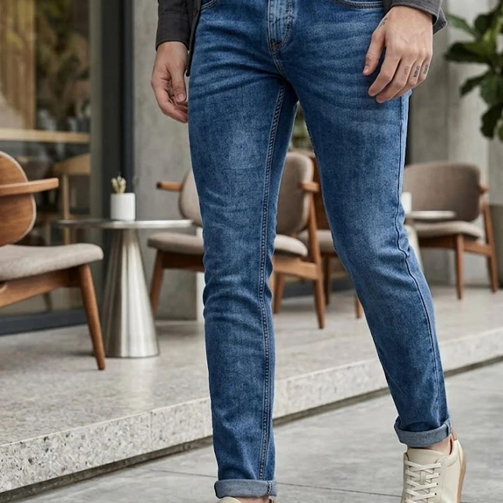 Men's Blue Slim Fit Washed Jeans Stretchable