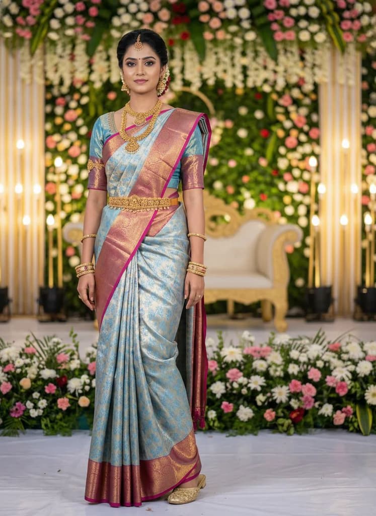 MIMOSA Women's Woven Design Kanjivaram Style Art Silk Saree with Blouse Piece - Ananda (SA00002477ANFREE) — Default Title