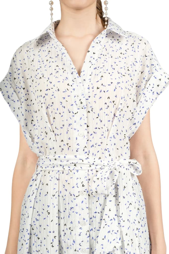 White Printed Kimono Midi Dress — photo 2