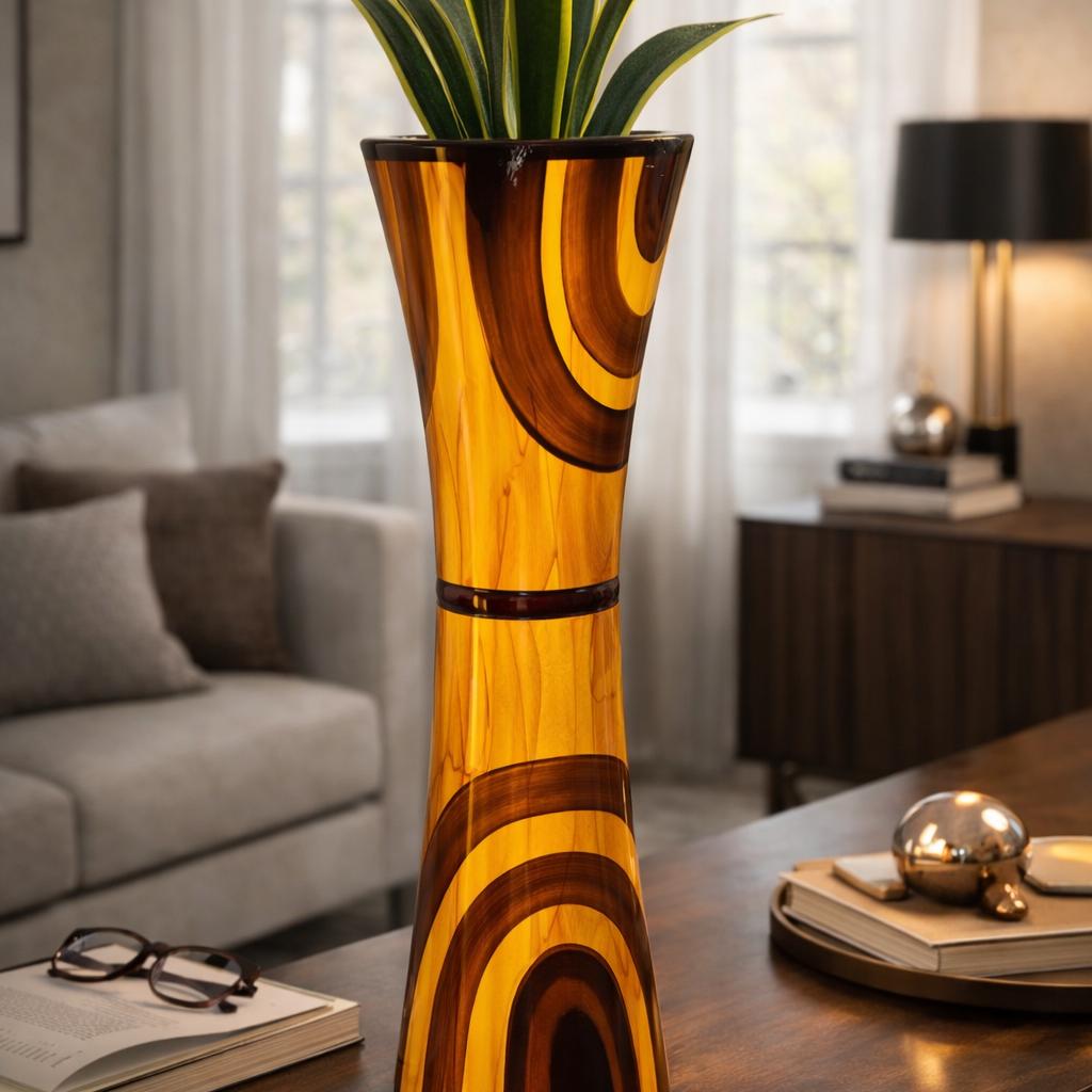 Amber Swirl Glass Vase