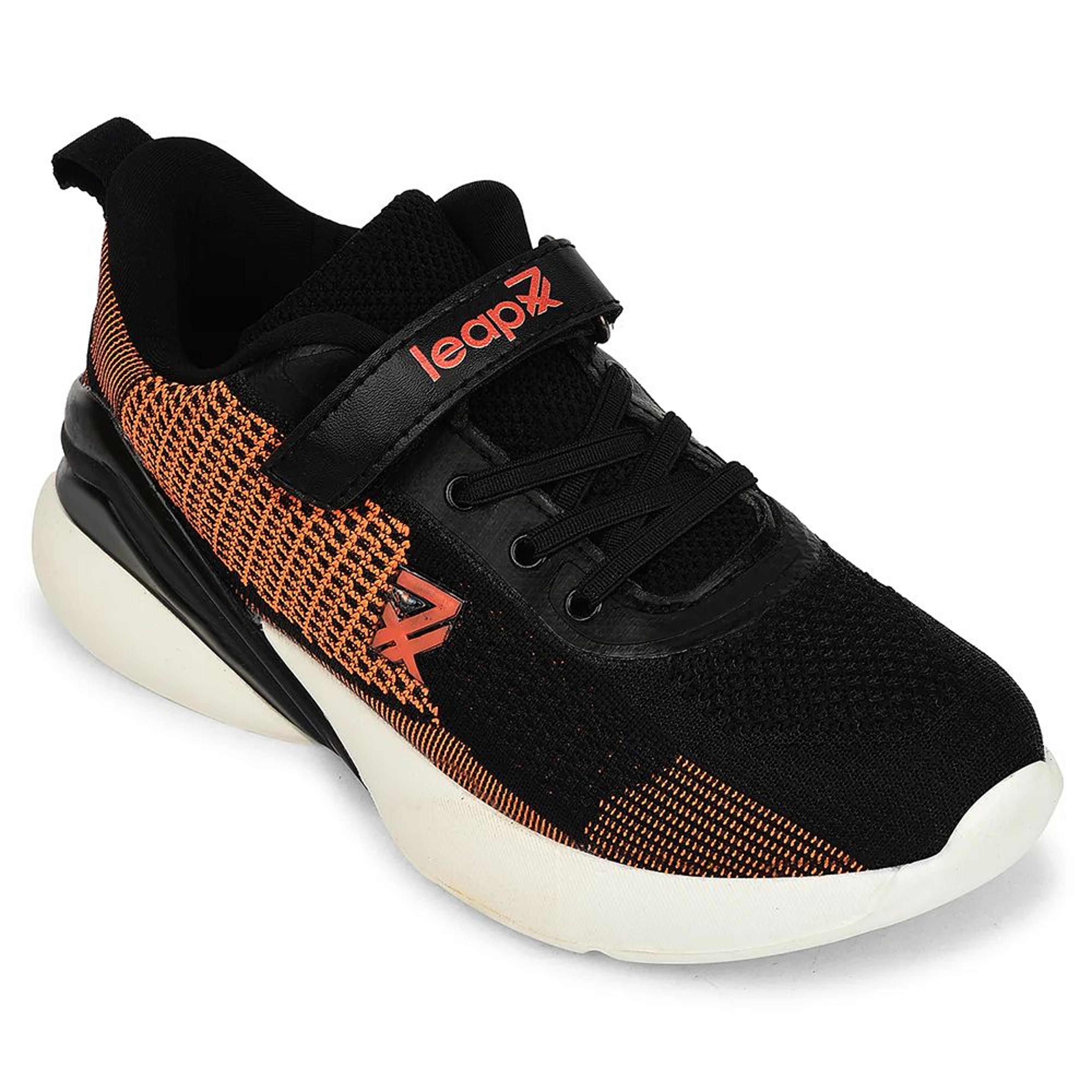 Leap7x Orange Sports Non Lacing Walking Shoes For Kids RWK-05 By Liberty