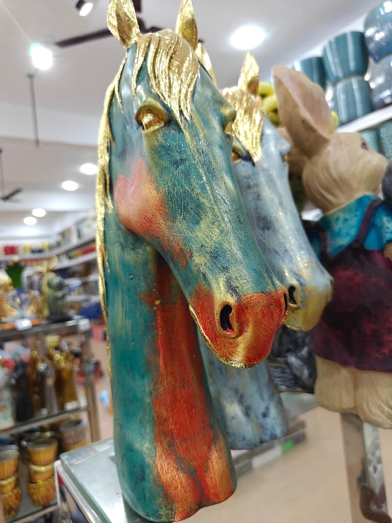Gold Horse Head Statue | Decorative | Gold | Brown