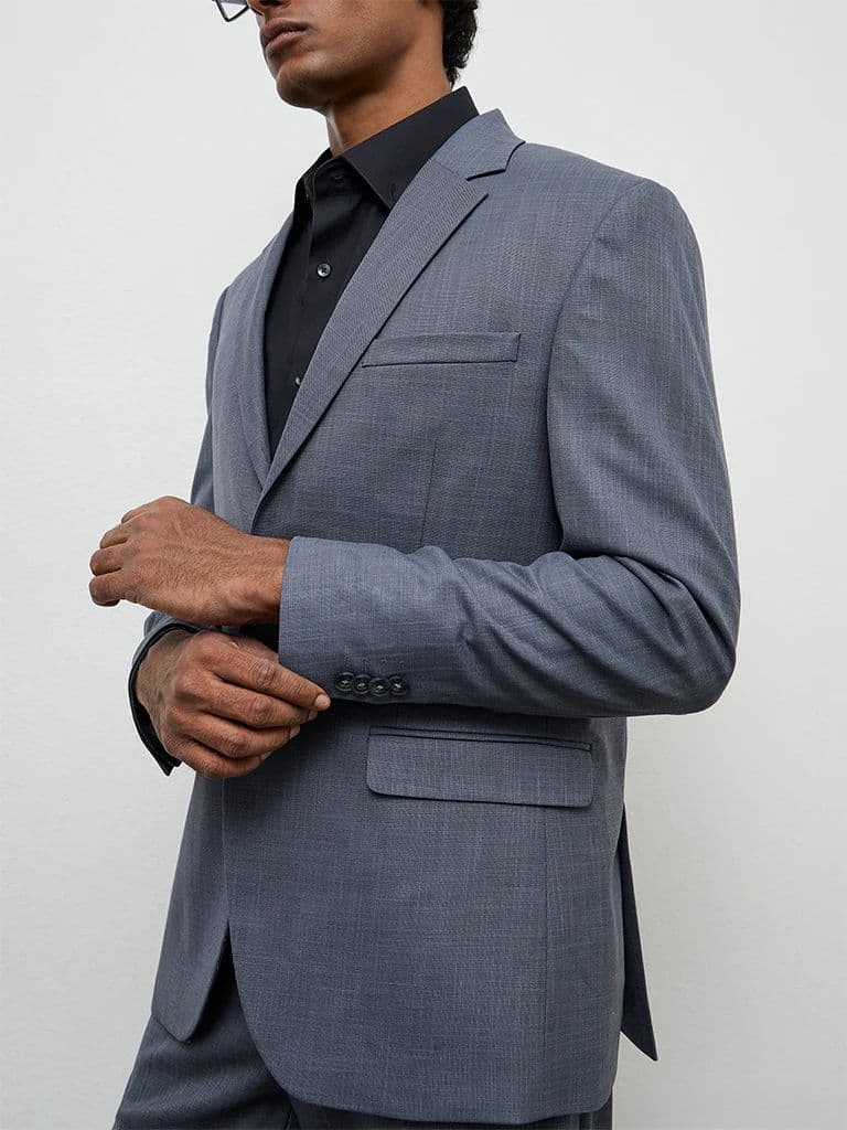 WES Formals Dark Grey Slim-Fit Blazer — photo 3