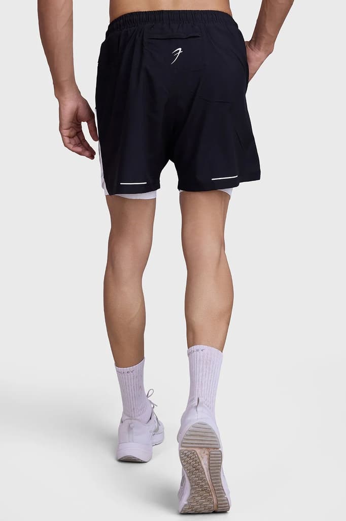 2 in 1 Mesh Shorts Black With White — photo 8